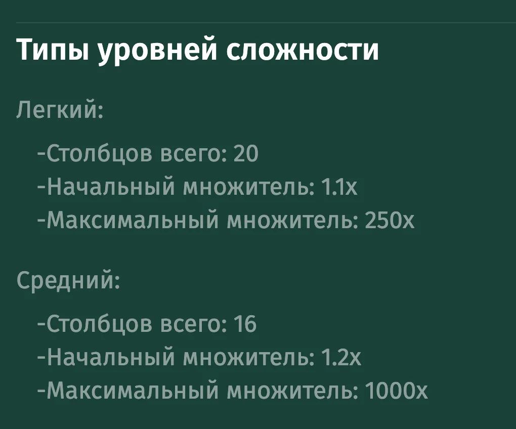 Difficulty levels selection